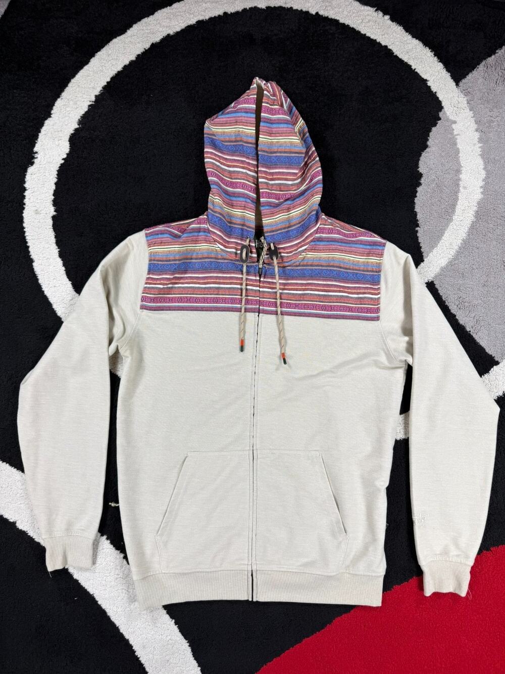 Howler Bros Shaman Hoodie Mens Large Beige Aztec Southwest Pockets Full Zip